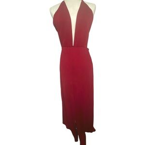 NWT LG Wine Low Cut Floor Length Dress
